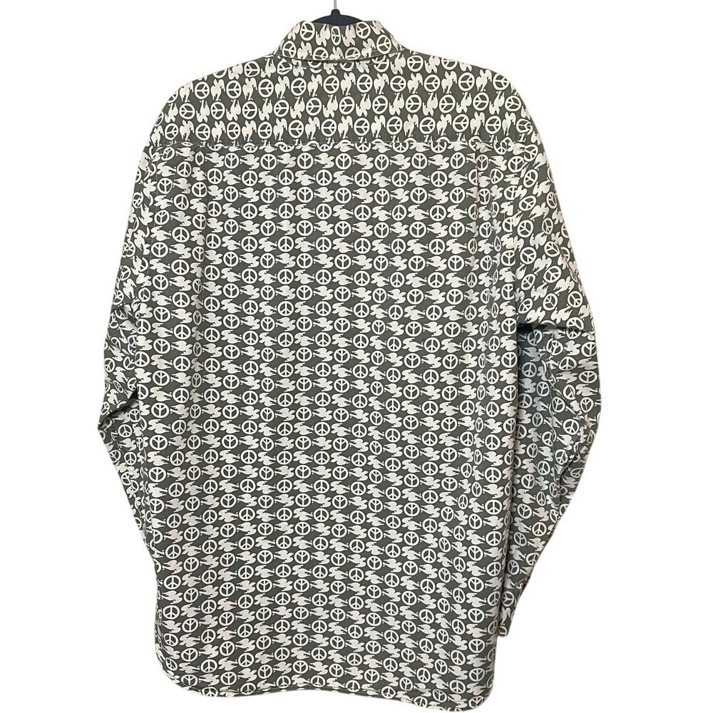 VTG Y2K Lucky Brand Men Shirt Peace Sign & Dove AOP Size Large Indie Boho Retro - Picture 4 of 9